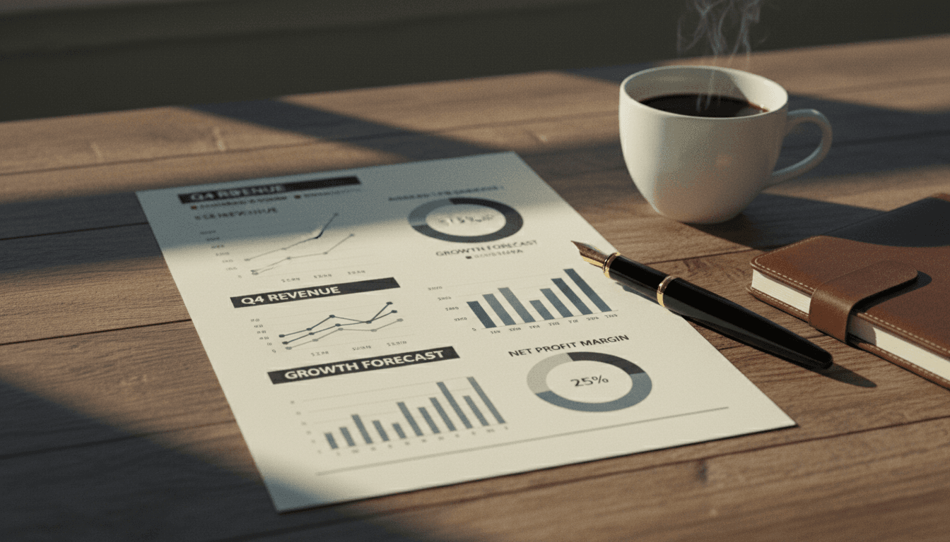 Printed monthly financial report on a contractor's desk